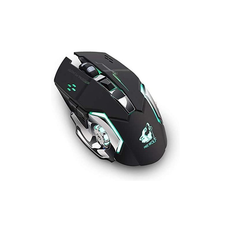 Bezdrátová Nabíjecí Silent Myš FREE WOLF X8 s LED podsvícením - Černá